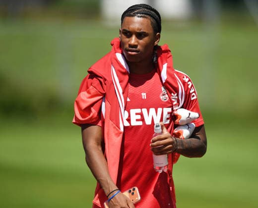 25.07.2026, xophax, Fussball 1.Bundesliga, 1.FC Koeln Trainingslager . Training in Sankt Johann. Training. Reigan Heskey ( 1.FC Köln ) Kitzbühel *** July 25, 2026, xophax, Soccer, Bundesliga 1, 1. FC Köln Training Camp, Training in Sankt Johann, Training, Reigan Heskey, 1. FC Köln, Kitzbühel