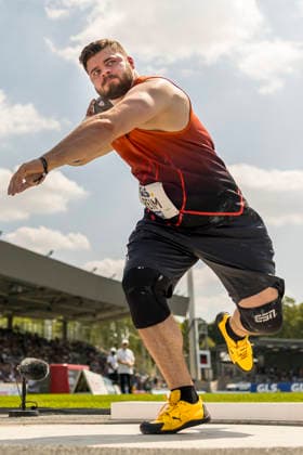 Deutsche Leichtathletik-Meisterschaften; Bochum-Wattenscheid, 25.07.2026 Kevin Reim (WSG Schwarzenberg-Wildenau), Kugelstossen; Deutsche Leichtathletik-Meisterschaften am 25.07.2026 im Lorheide-Stadion, Bochum-Wattenscheid (Nordrhein-Westfalen). *** German Track and Field Championships, Bochum Wattenscheid, July 25, 2026; Kevin Reim, WSG Schwarzenberg Wildenau, shot put; German Track and Field Championships on July 25, 2026, at Lorheide Stadium, Bochum-Wattenscheid, North Rhine-Westphalia Copyright: xBEAUTIFULxSPORTS AxelxKohringx