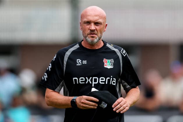 WEURT, NETHERLANDS - JULY 25: NEC Nijmegen head coach Dick Schreuder looks on prior to the pre-season friendly match between NEC and Elversberg at Sportpark De Kamp on July 25, 2026 in Weurt, Netherlands.  Copyright: xRenexNijhuis MBxMediax