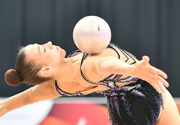 25.07.2026, xhbx, Turnen Rhythmische Sportgymnastik, Deutsche Meisterschaften 2026 v.l. Julia Stavickaja (Bremen 1860) Ball (DFL DFB REGULATIONS PROHIBIT ANY USE OF PHOTOGRAPHS as IMAGE SEQUENCES and or QUASI-VIDEO) Hannover *** July 25, 2026, xhbx, Gymnastics, Rhythmic Gymnastics, 2026 German Championships by Julia Stavickaja, Bremen 1860 Ball, DFL, DFB. REGULATIONS PROHIBIT ANY USE OF PHOTOGRAPHS AS IMAGE SEQUENCES AND OR QUASI-VIDEO. Hanover