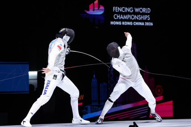 CHINA, HONG KONG - JULY 25, 2026: Italy s Filippo Macchi (L) and the Czech Republic s Alexander Choupenitch compete in the men™s individual foil event at the 2026 Kerry Fencing World Championships 2026 Fencing World Championships In Hong Kong  - ZUMAt113 20260725_zaa_t113_131 Copyright: xMikhailxSinitsynx