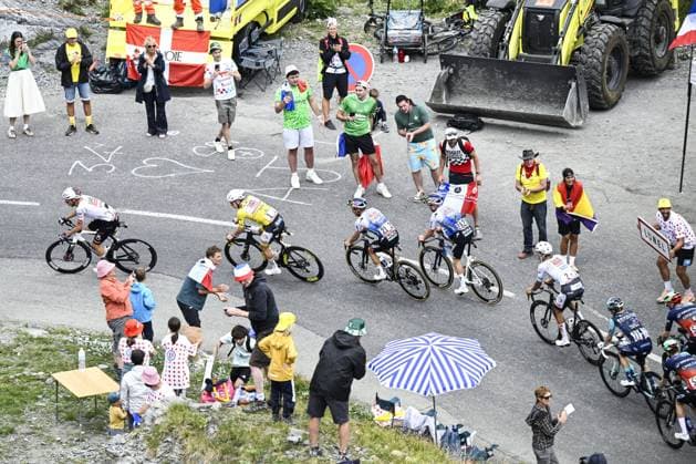 Austrian Felix Grossschartner of UAE Team Emirates XRG, Slovenian Tadej Pogacar of UAE Team Emirates XRG, Belgian Remco Evenepoel of Red Bull-BORA-hansgrohe and Belgian Maxim Van Gils of Red Bull-BORA-hansgrohe pictured in action during stage 20 of the 2026 Tour de France cycling race, a stage of 171km Le Bourg d Oisans to Alpe d Huez, on Saturday 25 July 2026. The 113th edition of the Tour de France starts on Saturday 4 July in Barcelona, Spain, and will finish in Paris, France on the 26th of July. JASPERxJACOBS  x182005430x