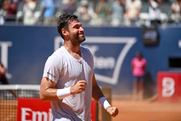 TENNIS - ATP, Tennis Herren Generali Open 2026 KITZBUEHEL,AUSTRIA,25.JUL.26 - TENNIS - ATP World Tour, Generali Open. Image shows the rejoicing of Quentin Halys (FRA).  GEPAxpictures xDanielxSchoenherr