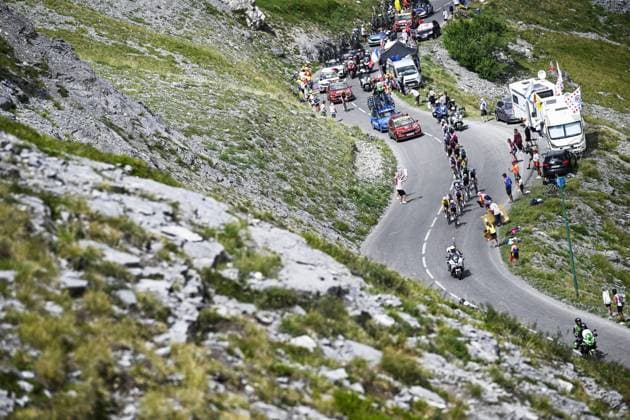 The pack of riders pictured in action during stage 20 of the 2026 Tour de France cycling race, a stage of 171km Le Bourg d Oisans to Alpe d Huez, on Saturday 25 July 2026. The 113th edition of the Tour de France starts on Saturday 4 July in Barcelona, Spain, and will finish in Paris, France on the 26th of July. JASPERxJACOBS  x182005980x