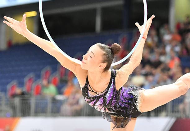 25.07.2026, xhbx, Turnen Rhythmische Sportgymnastik, Deutsche Meisterschaften 2026 v.l. Julia Stavickaja (Bremen 1860) Reifen (DFL DFB REGULATIONS PROHIBIT ANY USE OF PHOTOGRAPHS as IMAGE SEQUENCES and or QUASI-VIDEO) Hannover *** July 25, 2026, xhbx, Gymnastics, Rhythmic Gymnastics, 2026 German Championships by Julia Stavickaja, Bremen 1860, Hoop, DFL, DFB. REGULATIONS PROHIBIT ANY USE OF PHOTOGRAPHS AS IMAGE SEQUENCES AND OR QUASI-VIDEO. Hanover