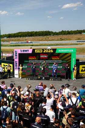 DTM, 9. + 10. Rennen Oschersleben 2026 91 Porsche 911 GT3 R (992), Manthey: Thomas Preining, 80 Mercedes-AMG GT3 EVO, Winward Racing: Maro Engel, 130 Lamborghini Temerario GT3, ABT Sportsline: Luca Engstler: - picture by Gruppe C Photography Oschersleben Motorsportarena Oschersleben Deutschland Copyright: xGruppexCxPhotographyx