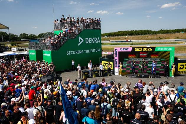 DTM, 9. + 10. Rennen Oschersleben 2026 91 Porsche 911 GT3 R (992), Manthey: Thomas Preining, 80 Mercedes-AMG GT3 EVO, Winward Racing: Maro Engel, 130 Lamborghini Temerario GT3, ABT Sportsline: Luca Engstler: - picture by Gruppe C Photography Oschersleben Motorsportarena Oschersleben Deutschland Copyright: xGruppexCxPhotographyx