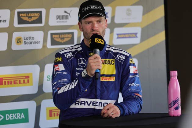 press conference, PK, Pressekonferenz after the race, Maro Engel (D Mercedes-AMG Team Ravenol, 80), Mercedes-AMG GT3, DTM (German Touring Car Championship) - Round 5 - Race 1, Motorsportarena Oschersleben on 25.07.2026. Sachsen-Anhalt Deutschland Copyright: xO.Franke,xSportblen.dex