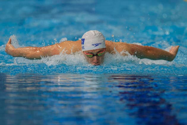 , 2026 Commonwealth Games Evan Jones (SCO) competes in the Men™s 50m butterfly heat during the 2026 Commonwealth Games at the Tollcross Swimming Centre, Glasgow, UK on 25 July 2026. Glasgow Tollcross Swimming Centre Lanarkshire UK Editorial use only , Copyright: xConorxMolloyx PSI-24576-0017