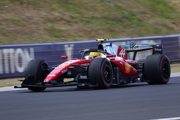 F1 Hungarian Gran Prix Lewis Hamilton of Scuderia Ferrari HP on track during final practice for the F1 Grand Prix of Hungary at Hungaroring on July 25, 2026 in Mogyorod, Hungary. Mogyorod Hungaroring Hungary Copyright: xMarcoxCanonierox