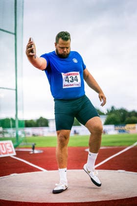 260725 Daniel Stahl i herrarnas diskus final under dag 2 av friidrotts-SM den 25 juli 2026 i Uppsala. *** July 25, 2026: Daniel Stahl in the men s discus final on Day 2 of the Swedish Track and Field Championships in Uppsala  Copyright: ARONxBROMAN BB260725AM004
