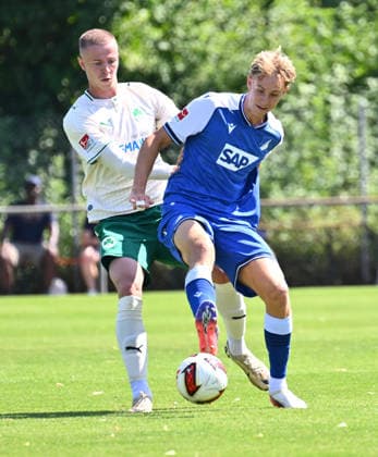 25.07.2026 - Fussball - Saison 2026 2027 - Testspiel Freundschaftsspiel Vorbereitungsspiel - TSG 1899 Hoffenheim - SpVgg Greuther Fürth ( Kleeblatt ) - - Sportfoto Zink - xwoxzix - regulations prohibit any use of photographs as image sequences and or quasi-video - only for editorial use - Brynjar Ingi Bjarnason (25, SpVgg Greuther Fürth ) Max Moerstedt (9, TSG 1899 Hoffenheim ) *** July 25, 2026 Soccer Season 2026–2027 Exhibition Match Friendly Match Preseason Match TSG 1899 Hoffenheim SpVgg Greuther Fürth Kleeblatt Sports Photo Zink xwoxzix Regulations prohibit any use of photographs as image sequences and or quasi-video For editorial use only. Brynjar Ingi Bjarnason, 25, SpVgg Greuther Fürth; Max Moerstedt, 9, TSG 1899 Hoffenheim