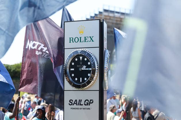 RECORD DATE NOT STATED 25th July 2026; Southsea Common, Portsmouth, Hampshire, England; Emirates Sail Great Britain Grand Prix, Day One; A detailed view of a Rolex clock near the grand stand HenningxvonxJagow