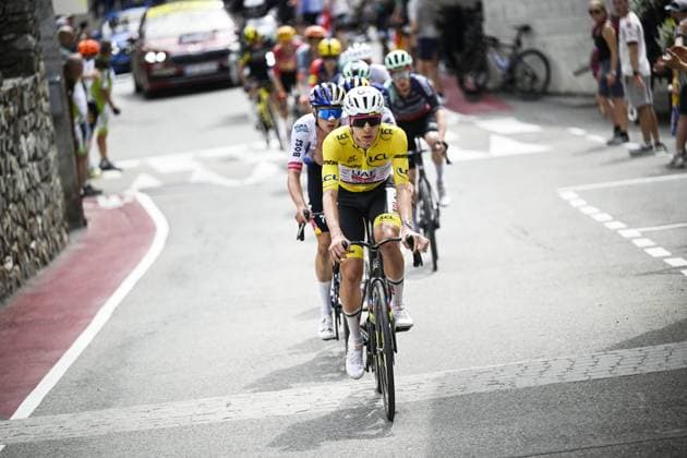 Slovenian Tadej Pogacar of UAE Team Emirates XRG pictured in action during stage 20 of the 2026 Tour de France cycling race, a stage of 171km Le Bourg d Oisans to Alpe d Huez, on Saturday 25 July 2026. The 113th edition of the Tour de France starts on Saturday 4 July in Barcelona, Spain, and will finish in Paris, France on the 26th of July. JASPERxJACOBS  x182007803x