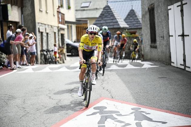 Slovenian Tadej Pogacar of UAE Team Emirates XRG pictured in action during stage 20 of the 2026 Tour de France cycling race, a stage of 171km Le Bourg d Oisans to Alpe d Huez, on Saturday 25 July 2026. The 113th edition of the Tour de France starts on Saturday 4 July in Barcelona, Spain, and will finish in Paris, France on the 26th of July. JASPERxJACOBS  x182007911x