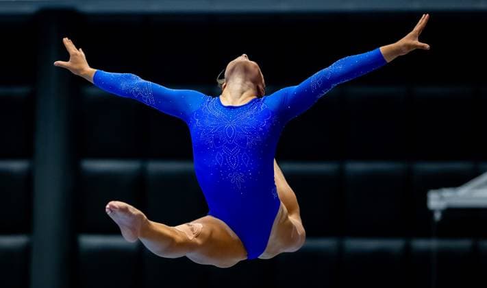ROTTERDAM - Floor Slooff during the qualifying competition for the European Gymnastics Championships. The European Championships are taking place in the Croatian capital, Zagreb. IRIS VAN DEN BROEK ANP xVIxANPxSportx xxANPxIVx 564262748 originalFilename: 564262748.jpg