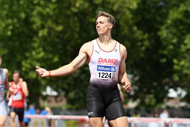 Belgian Julien Watrin pictured at the men s 400m hurdles, at the Belgian athletics championships, Saturday 25 July 2026 in Kessel-Lo, Leuven. JILLxDELSAUX  x182007989x