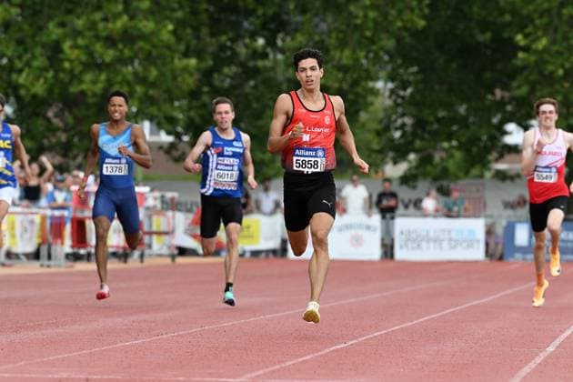 Belgian Jonathan Sacoor pictured in action during the 400m race, at the Belgian athletics championships, Saturday 25 July 2026 in Kessel-Lo, Leuven. JILLxDELSAUX  x182008031x
