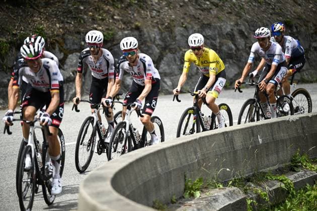 Slovenian Tadej Pogacar of UAE Team Emirates XRG pictured in action during stage 20 of the 2026 Tour de France cycling race, a stage of 171km Le Bourg d Oisans to Alpe d Huez, on Saturday 25 July 2026. The 113th edition of the Tour de France starts on Saturday 4 July in Barcelona, Spain, and will finish in Paris, France on the 26th of July. JASPERxJACOBS  x182008557x