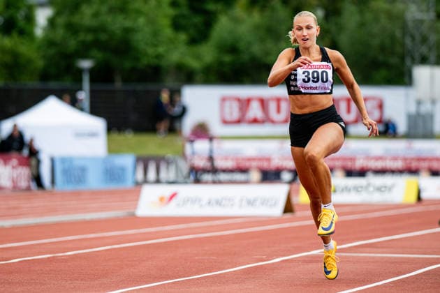 260725 Maja Askag i damernas trestegsfinal under dag 2 av friidrotts-SM den 25 juli 2026 i Uppsala. *** July 25, 2026: Maja Askag in the women’s triple jump final on Day 2 of the Swedish Track and Field Championships in Uppsala  Copyright: ARONxBROMAN BB260725AM016