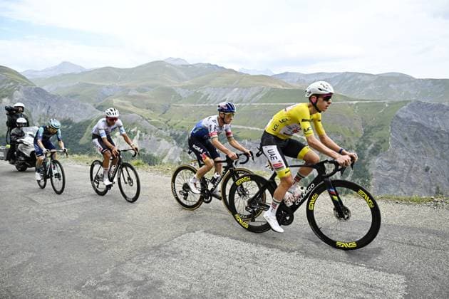 Mexican Isaac Del Toro of UAE Team Emirates XRG, Belgian Remco Evenepoel of Red Bull-BORA-hansgrohe and Slovenian Tadej Pogacar of UAE Team Emirates XRG pictured in action during stage 20 of the 2026 Tour de France cycling race, a stage of 171km Le Bourg d Oisans to Alpe d Huez, on Saturday 25 July 2026. The 113th edition of the Tour de France starts on Saturday 4 July in Barcelona, Spain, and will finish in Paris, France on the 26th of July. JASPERxJACOBS  x182010104x
