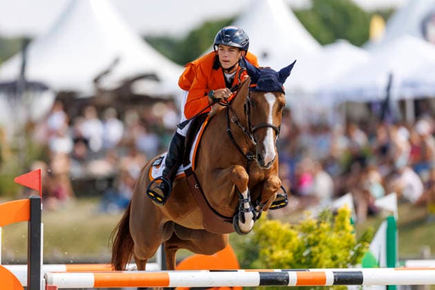 HAGEN a.T.W. - FEI Jumping European Championship, EM, Europameisterschaft Children, Juniors and Young Rider 2026, HAGEN a.T.W. - FEI Jumping European Championship Children, Juniors and Young Rider 2026 MANSUR Pedro (NED), Hotmail des Forets Final Individual Einzelfinale CH-EU-Ch-S - Children Final Individuals over two rounds - FIRST ROUND Hagen a.T.W., Reitanlage Haunhorst 25. July 2026 - *** HAGEN a T W FEI Jumping European Championship for Children, Juniors, and Young Riders 2026, HAGEN a T W FEI Jumping European Championship for Children, Juniors and Young Riders 2026 MANSUR Pedro NED, Hotmail des Forets Individual Final CH EU Ch S Children’s Individual Final over two rounds FIRST ROUND Hagen a T W, Haunhorst Equestrian Center, July 25, 2026