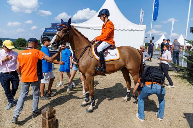 HAGEN a.T.W. - FEI Jumping European Championship, EM, Europameisterschaft Children, Juniors and Young Rider 2026, HAGEN a.T.W. - FEI Jumping European Championship Children, Juniors and Young Rider 2026 MANSUR Pedro (NED), Hotmail des Forets Final Individual Einzelfinale CH-EU-Ch-S - Children Final Individuals over two rounds - FIRST ROUND Hagen a.T.W., Reitanlage Haunhorst 25. July 2026 - *** HAGEN a T W FEI Jumping European Championship for Children, Juniors, and Young Riders 2026, HAGEN a T W FEI Jumping European Championship for Children, Juniors and Young Riders 2026 MANSUR Pedro NED, Hotmail des Forets Individual Final CH EU Ch S Children’s Individual Final over two rounds FIRST ROUND Hagen a T W, Haunhorst Equestrian Center, July 25, 2026