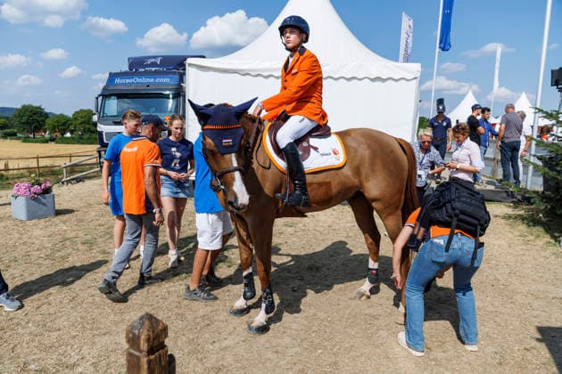 HAGEN a.T.W. - FEI Jumping European Championship, EM, Europameisterschaft Children, Juniors and Young Rider 2026, HAGEN a.T.W. - FEI Jumping European Championship Children, Juniors and Young Rider 2026 MANSUR Pedro (NED), Hotmail des Forets Final Individual Einzelfinale CH-EU-Ch-S - Children Final Individuals over two rounds - FIRST ROUND Hagen a.T.W., Reitanlage Haunhorst 25. July 2026 - *** HAGEN a T W FEI Jumping European Championship for Children, Juniors, and Young Riders 2026, HAGEN a T W FEI Jumping European Championship for Children, Juniors and Young Riders 2026 MANSUR Pedro NED, Hotmail des Forets Individual Final CH EU Ch S Children’s Individual Final over two rounds FIRST ROUND Hagen a T W, Haunhorst Equestrian Center, July 25, 2026