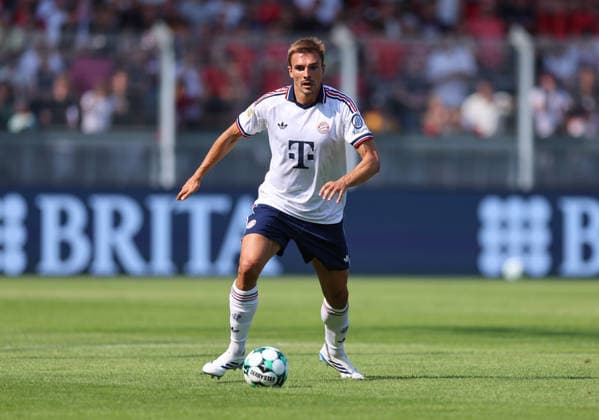 25.07.2026, Fussball Testspiel, SV Wehen Wiesbaden - FC Bayern München, v.l., Joao Palhinha (FC Bayern München) DFL DFB REGULATIONS PROHIBIT ANY USE OF PHOTOGRAPHS AS IMAGE SEQUENCES AND OR QUASI-VIDEO. xdcx *** July 25, 2026, Soccer Friendly Match, SV Wehen Wiesbaden vs. FC Bayern Munich, from left: Joao Palhinha, FC Bayern Munich. DFL and DFB regulations prohibit any use of photographs as image sequences and or quasi-video. xdcx Copyright: HMBxMedia Claus