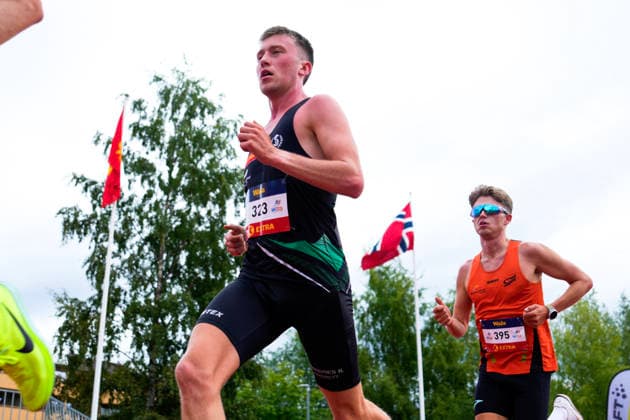 Norgesmesterskapet for friidrett 2026 Trondheim 20260725. Martin Ukkelberg Slogedal fra Sandnes IL (t.v) og Alf Ante Idland Tornensis fra Spirit FIK i ovelsen 10.000m menn under NM i friidrett pa Trondheim Stadion lordag. Foto: Beate Oma Dahle NTB Trondheim Norge EDITORIAL USE ONLY. RESTRICTED USE FOR BETTING COMPANIES Ref:_SPO7-SXR1eef0c.jpg *** 2026 Norwegian Track and Field Championships, Trondheim, July 25, 2026: Martin Ukkelberg Slogedal of Sandnes IL (left) and Alf Ante Idland Tornensis of Spirit FIK in the men’s 10,000-meter race at the Norwegian Track and Field Championships in Trondheim Stadium, Saturday. Photo by Beate Oma Dahle, NTB, Trondheim, Norway. EDITORIAL USE ONLY. RESTRICTED USE FOR BETTING COMPANIES  Copyright: xBeatexOmaxDahlex xNTBx