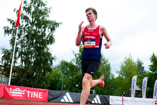 Norwegian Athletics Championships 2026 Trondheim 20260725. Elias Haugen Torjussen from Tyrving IL in the men s 10,000m event during the Norwegian National Championships in Athletics at Trondheim Stadium on Saturday. Photo: Beate Oma Dahle NTB Trondheim Norway EDITORIAL USE ONLY. RESTRICTED USE FOR BETTING COMPANIES Ref:_SPOWZiAUZvajKk.jpg *** 2026 Norwegian Athletics Championships, Trondheim, July 25, 2026: Elias Haugen Torjussen of Tyrving IL in the men’s 10,000m event during the Norwegian National Athletics Championships at Trondheim Stadium on Saturday. Photo: Beate Oma Dahle, NTB, Trondheim, Norway. EDITORIAL USE ONLY. RESTRICTED USE FOR BETTING COMPANIES.  Copyright: xBeatexOmaxDahlex xNTBx