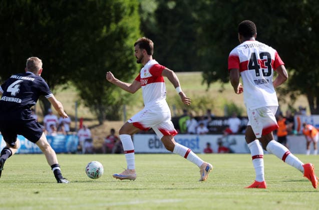 25.07.26 FSV Hollenbach - VfB Stuttgart Deutschland, Hollenbach, 25.07.2026, Fussball, Bundesliga, Saison 2026 2027, Testspiel, FSV Hollenbach - VfB Stuttgart: Jovan MIlosevic (VfB Stuttgart). *** July 25, 2026 FSV Hollenbach vs. VfB Stuttgart Germany, Hollenbach, July 25, 2026, Soccer, Bundesliga, 2026–2027 Season, Friendly Match, FSV Hollenbach vs. VfB Stuttgart, Jovan Milosevic, VfB Stuttgart