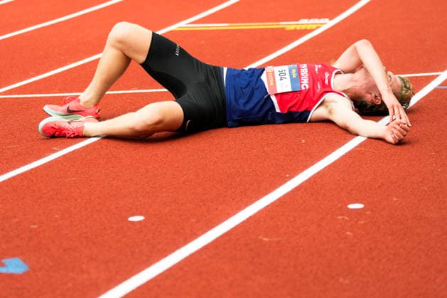 Norgesmesterskapet for friidrett 2026 Trondheim 20260725. Elias Haugen Torjussen fra Tyrving IL i ovelsen 10.000m menn under NM i friidrett pa Trondheim Stadion lordag. Foto: Beate Oma Dahle NTB Trondheim Norge EDITORIAL USE ONLY. RESTRICTED USE FOR BETTING COMPANIES Ref:_SPON1u_nHZeoFA.jpg *** 2026 Norwegian Track and Field Championships, Trondheim, July 25, 2026: Elias Haugen Torjussen of Tyrving IL in the men’s 10,000-meter race at the Norwegian Track and Field Championships at Trondheim Stadium on Saturday. Photo: Beate Oma Dahle, NTB TrTrondheim, Norway EDITORIAL USE ONLY RESTRICTED USE FOR BETTING COMPANIES  Copyright: xBeatexOmaxDahlex xNTBx
