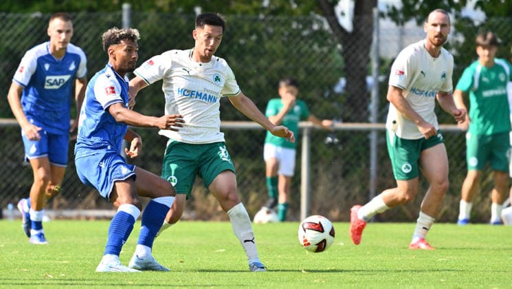 25.07.2026 - Fussball - Saison 2026 2027 - Testspiel Freundschaftsspiel Vorbereitungsspiel - TSG 1899 Hoffenheim - SpVgg Greuther Fürth ( Kleeblatt ) - - Sportfoto Zink - xwoxzix - regulations prohibit any use of photographs as image sequences and or quasi-video - only for editorial use - Bambase Conte (20, TSG 1899 Hoffenheim ) Shinta Appelkamp (8, SpVgg Greuther Fürth ) *** July 25, 2026 Soccer Season 2026–2027 Exhibition Match Friendly Match Preseason Match TSG 1899 Hoffenheim SpVgg Greuther Fürth Kleeblatt Sports Photo Zink xwoxzix Regulations prohibit any use of photographs as image sequences and or quasi-video For editorial use only. Bambase Conte 20, TSG 1899 Hoffenheim; Shinta Appelkamp 8, SpVgg Greuther Fürth