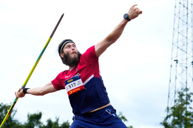 Norwegian Athletics Championships 2026 Trondheim 20260725. Sondre Alexander Hoyland from Tyrving IL in the men s javelin event during the Norwegian Championships in Athletics at Trondheim Stadium on Saturday. Photo: Beate Oma Dahle NTB Trondheim Norway EDITORIAL USE ONLY. RESTRICTED USE FOR BETTING COMPANIES Ref:_SPOOdRxCLus2-g.jpg *** 2026 Norwegian Athletics Championships, Trondheim, July 25, 2026: Sondre Alexander Hoyland of Tyrving IL in the men’s javelin event during the Norwegian Athletics Championships at Trondheim Stadium on Saturday. Photo: Beate Oma Dahle, NTB, Trondheim, Norway. EDITORIAL USE ONLY. RESTRICTED USE BY BETTING COMPANIES  Copyright: xBeatexOmaxDahlex xNTBx