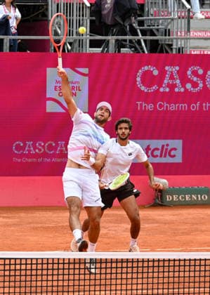 July 25, 2026, Lisbon, Lisbon, Portugal: Nuno Borges and Francisco Cabral in action during the doubles Semi-finals match at the Millennium Estoril Open ATP, Tennis Herren tennis tournament at Clube de Tenis do Estoril. Lisbon Portugal - ZUMAr238 20260725_zip_r238_007 Copyright: xRicardoxRochax
