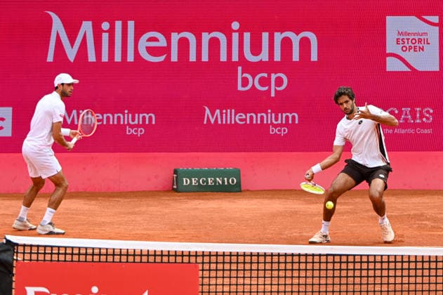 July 25, 2026, Lisbon, Lisbon, Portugal: Nuno Borges and Francisco Cabral in action during the doubles Semi-finals match at the Millennium Estoril Open ATP, Tennis Herren tennis tournament at Clube de Tenis do Estoril. Lisbon Portugal - ZUMAr238 20260725_zip_r238_013 Copyright: xRicardoxRochax