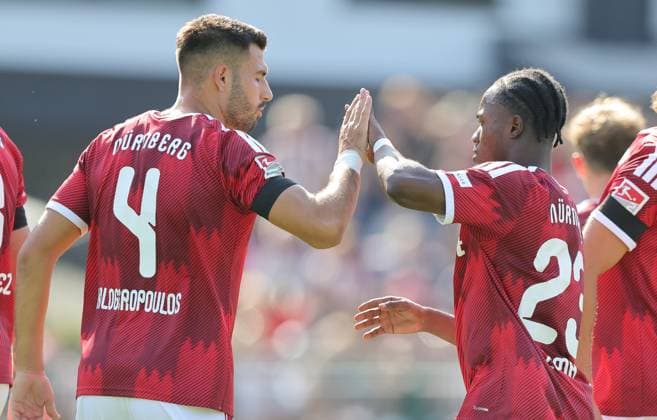 25.07.2026 - Fussball - Saison 2026 2027 - Testspiel Freundschaftsspiel Vorbereitungsspiel: 1. FC Nürnberg Nuernberg FCN ( Club ) - Palermo FC - Sportfoto Zink DaMa - xdaxmax - Jubel Freude Torjubel nach Tor zum 2:0 - Alexios Kalogeropoulos (4, 1. FC Nürnberg FCN ) Mohamed Ali Zoma (23, 1. FC Nürnberg FCN ) jubelt freut sich - Torschütze: Mohamed Ali Zoma (23, 1. FC Nürnberg FCN ) *** July 25, 2026 Soccer Season 2026–2027 Exhibition Match Friendly Match Preseason Match 1. FC Nürnberg Nuremberg FCN Club Palermo FC Sports Photo Zink DaMa xdaxmax Celebration Joy Goal Celebration after the 2–0 goal by Alexios Kalogeropoulos 4, 1 FC Nuremberg FCN Mohamed Ali Zoma 23, 1 FC Nuremberg FCN celebrates, is happy Goal scorer Mohamed Ali Zoma 23, 1 FC Nuremberg FCN