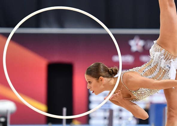 25.07.2026, xhbx, Turnen Rhythmische Sportgymnastik, Deutsche Meisterschaften 2026 v.l. Anastasia Simakova (TSV Schmiden 1902) Übungen mit dem Reifen (DFL DFB REGULATIONS PROHIBIT ANY USE OF PHOTOGRAPHS as IMAGE SEQUENCES and or QUASI-VIDEO) Hannover *** July 25, 2026, xhbx, Rhythmic Gymnastics, 2026 German Championships by Anastasia Simakova, TSV Schmiden 1902, Hoop Routine. DFL and DFB regulations prohibit any use of photographs as image sequences and or quasi-video. Hanover