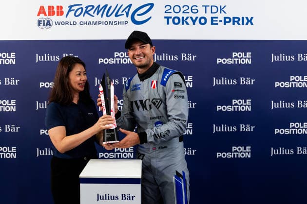 2026 FORMULA E TOKYO ePRIX DENNIS Jake (gbr), Andretti Formula E, Porsche 99X Electric, portrait winning quali during the Tokyo ePrix, 14th and 15th round of the 2025-26 ABB FIA Formula E World Championship, WM, Weltmeisterschaft on the Tokyo Street Circuit from July 24 to 26, 2026 in Tokyo, Japan - TokyoJapan  Copyright: xDamienxDoumerguex