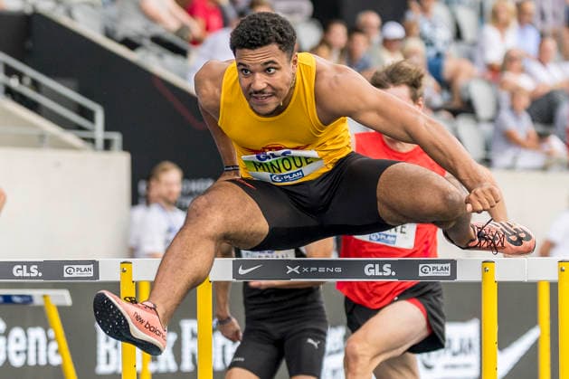 Deutsche Leichtathletik-Meisterschaften; Bochum-Wattenscheid, 25.07.2026 Gregory Minoue (Tracksrunner Bonn), 110m Huerden; Deutsche Leichtathletik-Meisterschaften am 25.07.2026 im Lorheide-Stadion, Bochum-Wattenscheid (Nordrhein-Westfalen). *** German Track and Field Championships, Bochum Wattenscheid, July 25, 2026; Gregory Minoue, Tracksrunner Bonn, 110-meter hurdles; German Track and Field Championships on July 25, 2026, at Lorheide Stadium, Bochum-Wattenscheid, North Rhine-Westphalia Copyright: xBEAUTIFULxSPORTS AxelxKohringx
