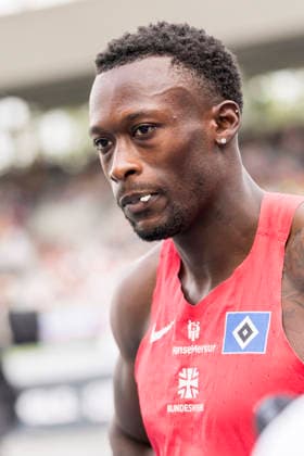 Deutsche Leichtathletik-Meisterschaften; Bochum-Wattenscheid, 25.07.2026 Owen Ansah (Hamburger SV), 100m Vorlauf; Deutsche Leichtathletik-Meisterschaften am 25.07.2026 im Lorheide-Stadion, Bochum-Wattenscheid (Nordrhein-Westfalen). *** German Track and Field Championships, Bochum-Wattenscheid, July 25, 2026; Owen Ansah, Hamburger SV, 100m preliminary round at the German Track and Field Championships on July 25, 2026, at Lorheide Stadium, Bochum-Wattenscheid, North Rhine-Westphalia Copyright: xBEAUTIFULxSPORTS AxelxKohringx
