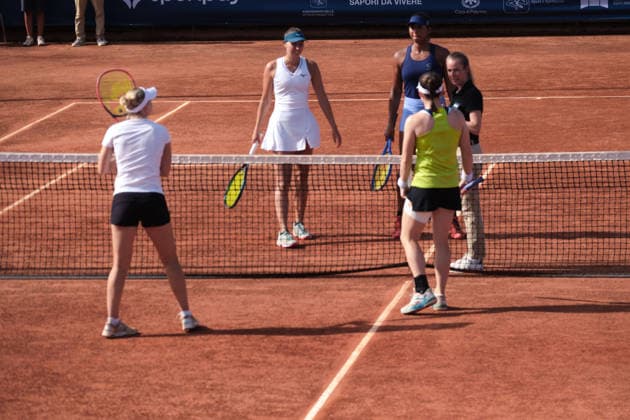 IPA86982163 - Palermo, Italy, July 2026. Country Time Club, Palermo Ladies Open 2026, a women s professional tennis tournament on the WTA, Tennis Damen 125 circuit. In the photo: Rasheeda Mcadoo and Adrien Nagy vs. Anastasia Tikhonova and Tamara Zidansek during the women s doubles final  Copyright: xFedericoxSerra IPAxSportx xx 86982163