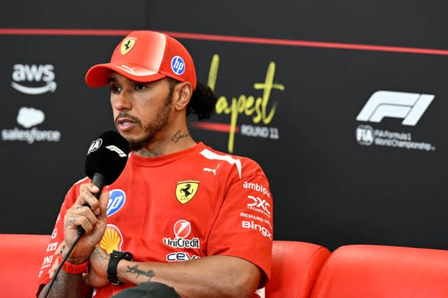 F1 Grand Prix of Hungary - Qualifying Lewis Hamilton of Scuderia Ferrari Hp, Ferrari Sf-25, attends the press conference, PK, Pressekonferenz for the qualifying session of the FIA Formula One World Championship, WM, Weltmeisterschaft Hungarian Grand Prix 2026 in Budapest, Hungary. Budapest Hungary  Copyright: xLucaxBarsalix originalFilename:barsali-notitle260725_nprRC.jpg