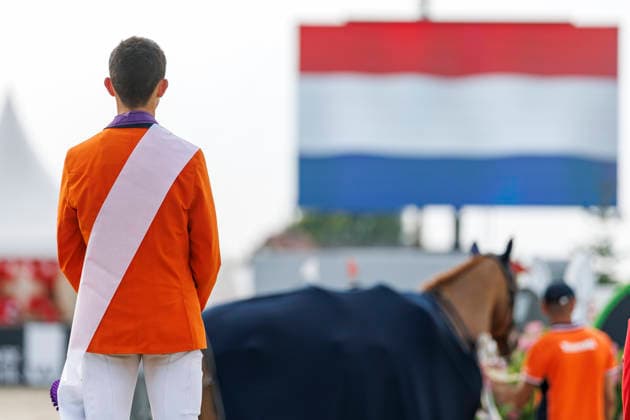 HAGEN a.T.W. - FEI Jumping European Championship, EM, Europameisterschaft Children, Juniors and Young Rider 2026, HAGEN a.T.W. - FEI Jumping European Championship Children, Juniors and Young Rider 2026 MANSUR Pedro (NED) Championship ceremony Final Individual Einzelfinale CH-EU-Ch-S - Children Final Individuals over two rounds - SECOND ROUND Hagen a.T.W., Reitanlage Haunhorst 25. July 2026 - *** HAGEN a T W FEI Jumping European Championship for Children, Juniors, and Young Riders 2026, HAGEN a T W FEI Jumping European Championship for Children, Juniors, and Young Riders 2026 MANSUR Pedro NED Championship Ceremony Final Individual Children s Final over two rounds SECOND ROUND Hagen a T W, Haunhorst Equestrian Center, July 25, 2026