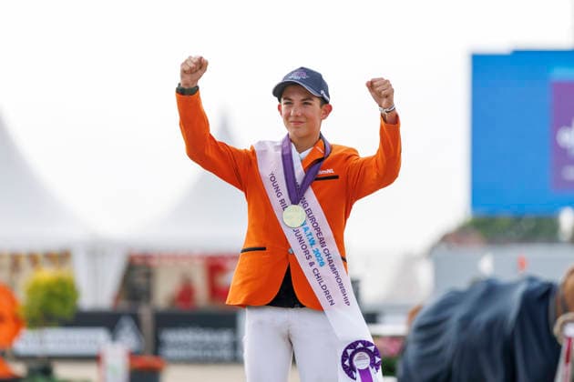 HAGEN a.T.W. - FEI Jumping European Championship, EM, Europameisterschaft Children, Juniors and Young Rider 2026, HAGEN a.T.W. - FEI Jumping European Championship Children, Juniors and Young Rider 2026 MANSUR Pedro (NED) Championship ceremony Final Individual Einzelfinale CH-EU-Ch-S - Children Final Individuals over two rounds - SECOND ROUND Hagen a.T.W., Reitanlage Haunhorst 25. July 2026 - *** HAGEN a T W FEI Jumping European Championship for Children, Juniors, and Young Riders 2026, HAGEN a T W FEI Jumping European Championship for Children, Juniors, and Young Riders 2026 MANSUR Pedro NED Championship Ceremony Final Individual Children s Final over two rounds SECOND ROUND Hagen a T W, Haunhorst Equestrian Center, July 25, 2026