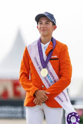 HAGEN a.T.W. - FEI Jumping European Championship, EM, Europameisterschaft Children, Juniors and Young Rider 2026, HAGEN a.T.W. - FEI Jumping European Championship Children, Juniors and Young Rider 2026 MANSUR Pedro (NED) Championship ceremony Final Individual Einzelfinale CH-EU-Ch-S - Children Final Individuals over two rounds - SECOND ROUND Hagen a.T.W., Reitanlage Haunhorst 25. July 2026 - *** HAGEN a T W FEI Jumping European Championship for Children, Juniors, and Young Riders 2026, HAGEN a T W FEI Jumping European Championship for Children, Juniors, and Young Riders 2026 MANSUR Pedro NED Championship Ceremony Final Individual Children s Final over two rounds SECOND ROUND Hagen a T W, Haunhorst Equestrian Center, July 25, 2026