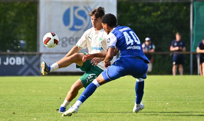 25.07.2026 - Fussball - Saison 2026 2027 - Testspiel Freundschaftsspiel Vorbereitungsspiel - TSG 1899 Hoffenheim - SpVgg Greuther Fürth ( Kleeblatt ) - - Sportfoto Zink - xwoxzix - regulations prohibit any use of photographs as image sequences and or quasi-video - only for editorial use - Dominik Markus Spath (47, SpVgg Greuther Fürth ) Tristan Spranger (40, TSG 1899 Hoffenheim ) *** July 25, 2026 Soccer Season 2026–2027 Exhibition Match Friendly Match Preseason Match TSG 1899 Hoffenheim SpVgg Greuther Fürth Kleeblatt Sports Photo Zink xwoxzix Regulations prohibit any use of photographs as image sequences and or quasi-video For editorial use only. Dominik Markus Spath 47, SpVgg Greuther Fürth; Tristan Spranger 40, TSG 1899 Hoffenheim