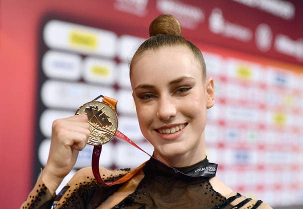 25.07.2026, xhbx, Turnen Rhythmische Sportgymnastik, Deutsche Meisterschaften 2026 v.l. Darja Varfolomeev (TSV Schmiden 1902) Siegerehrung Gold (DFL DFB REGULATIONS PROHIBIT ANY USE OF PHOTOGRAPHS as IMAGE SEQUENCES and or QUASI-VIDEO) Hannover *** July 25, 2026, xhbx, Rhythmic Gymnastics, 2026 German Championships v l Darja Varfolomeev TSV Schmiden 1902 Medal Ceremony Gold DFL DFB REGULATIONS PROHIBIT ANY USE OF PHOTOGRAPHS as IMAGE SEQUENCES and or QUASI-VIDEO Hannover