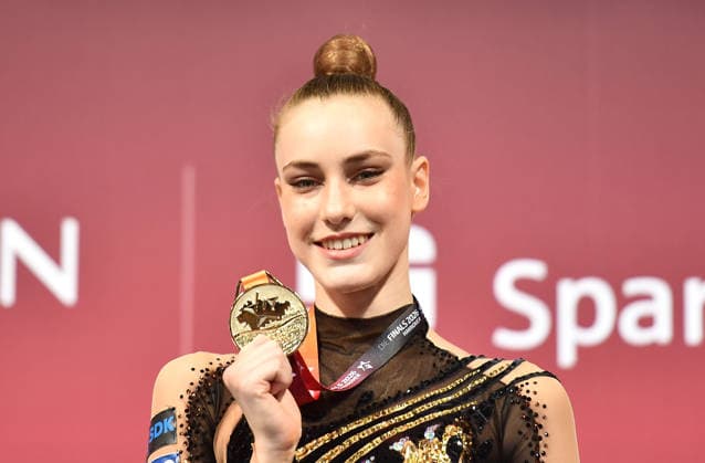 25.07.2026, xhbx, Turnen Rhythmische Sportgymnastik, Deutsche Meisterschaften 2026 v.l. Darja Varfolomeev (TSV Schmiden 1902) Siegerehrung Gold (DFL DFB REGULATIONS PROHIBIT ANY USE OF PHOTOGRAPHS as IMAGE SEQUENCES and or QUASI-VIDEO) Hannover *** July 25, 2026, xhbx, Gymnastics, Rhythmic Gymnastics, 2026 German Championships v l Darja Varfolomeev TSV Schmiden 1902 Medal Ceremony Gold DFL DFB REGULATIONS PROHIBIT ANY USE OF PHOTOGRAPHS as IMAGE SEQUENCES and or QUASI-VIDEO Hannover